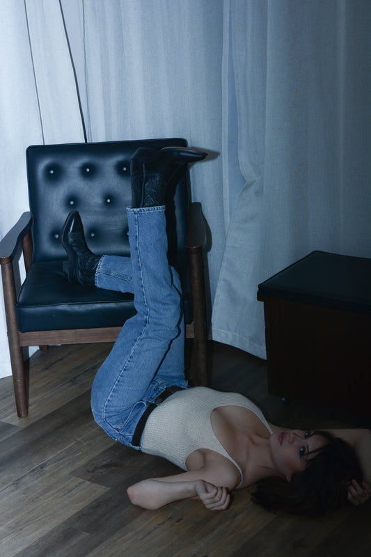 Black Genuine Leather Cowboy Boots