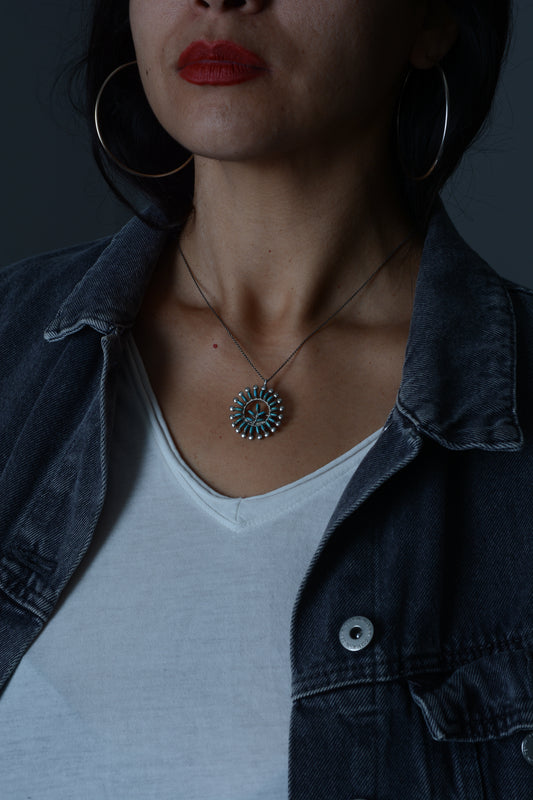 Vintage Zuni Turquoise Necklace/Convertible Brooch/Hat Pin