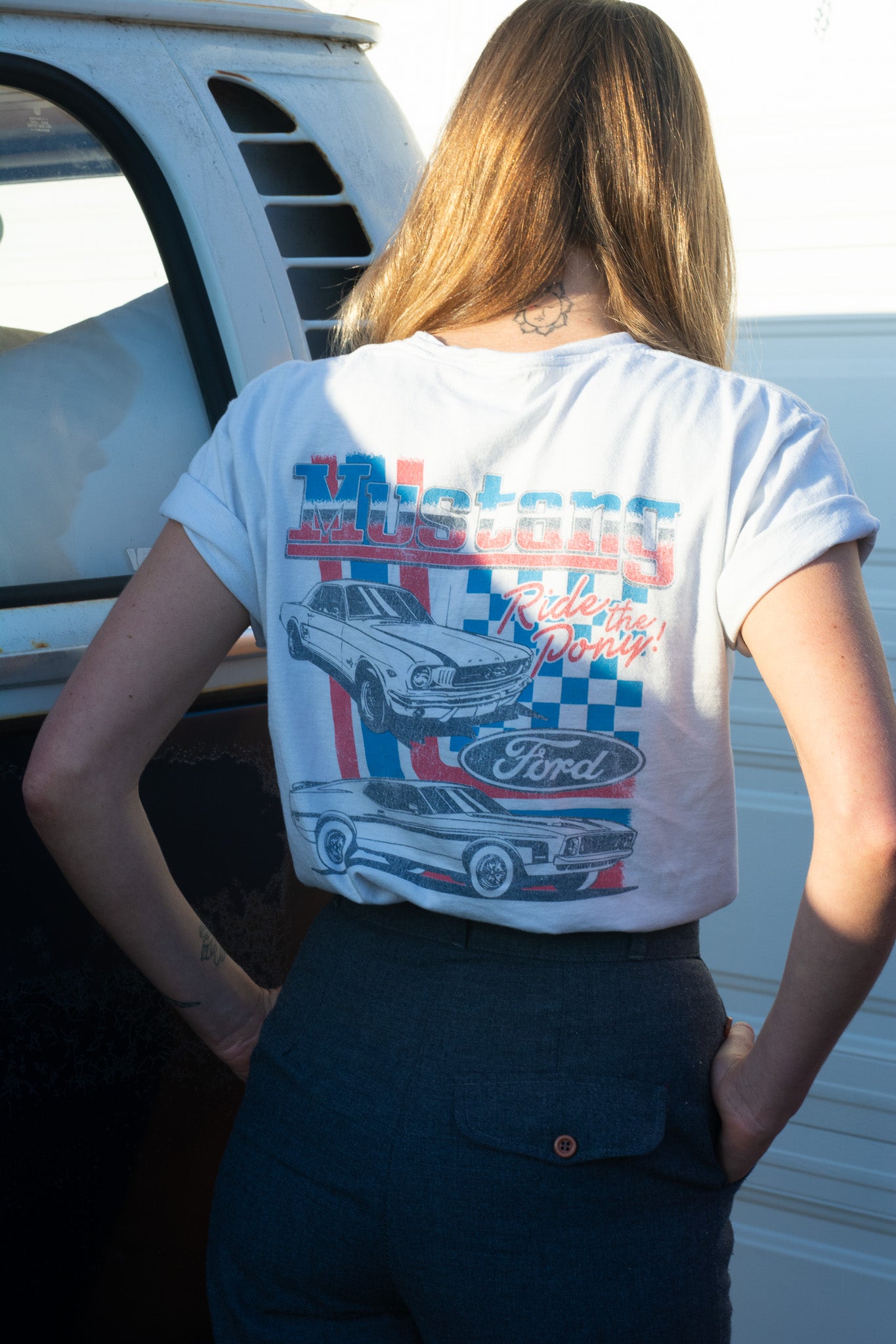 White Ford Mustang Tee