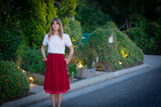 Vintage Red Wool Skirt