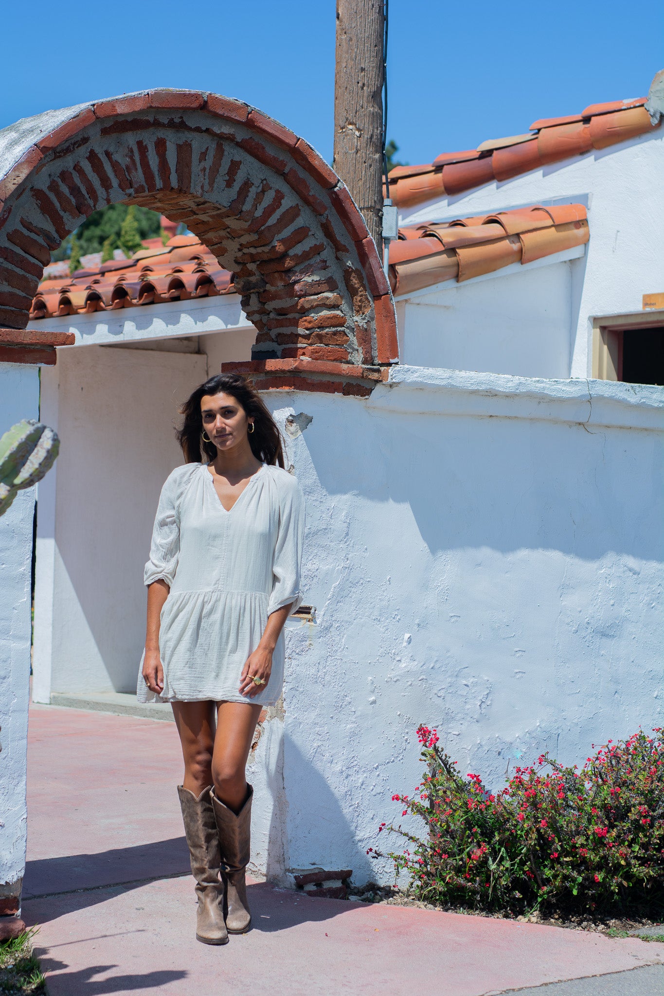 Light Tan Cotton Flowy Dress