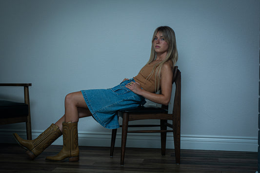 Tan Genuine Leather Cowboy Boots