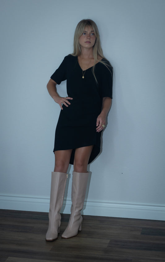 Tan Genuine Leather 1960's inspired Knee High Boots