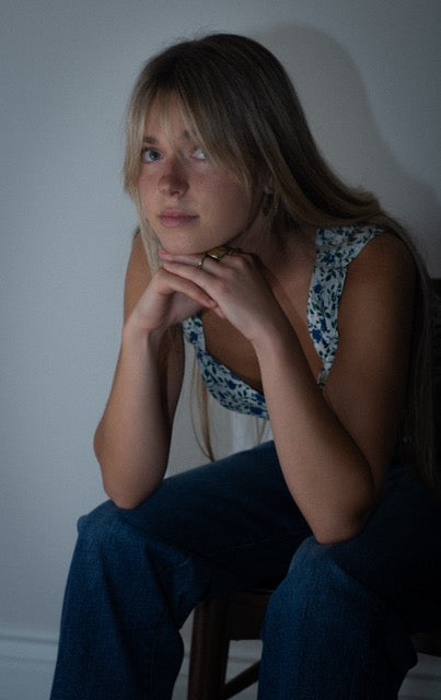 Vintage Blue Floral Crop Tank