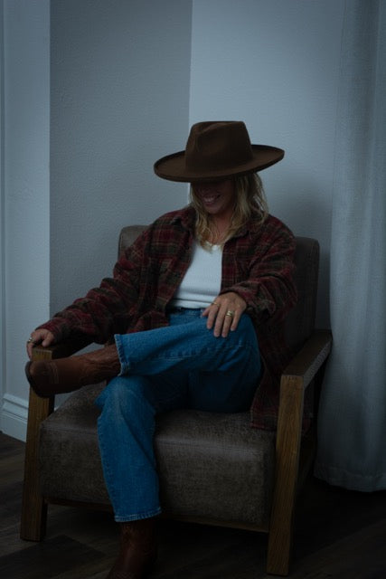 Brown Wool Augustine Wide Brim Hat