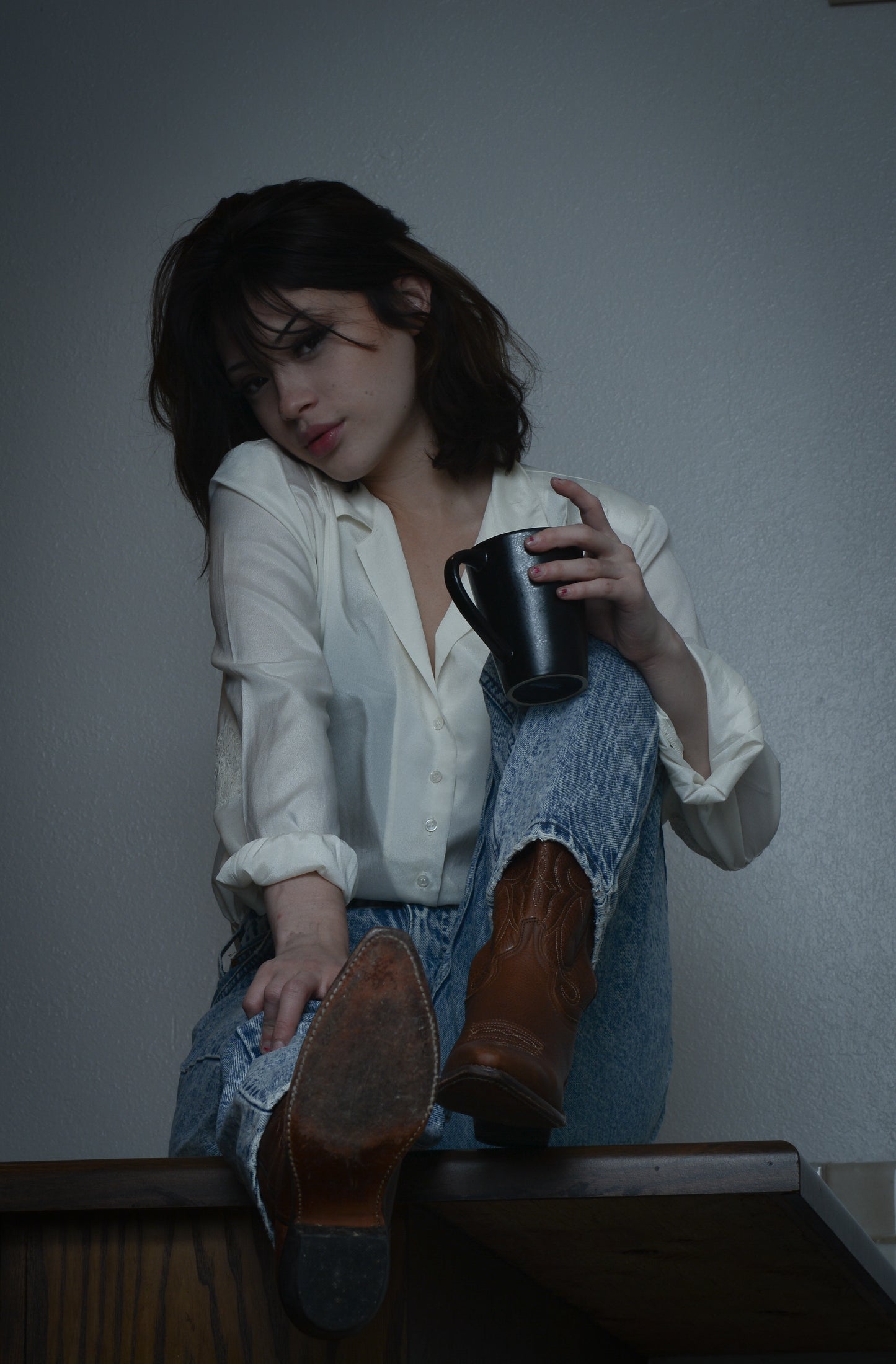 Brown Genuine Leather Cowboy Boots
