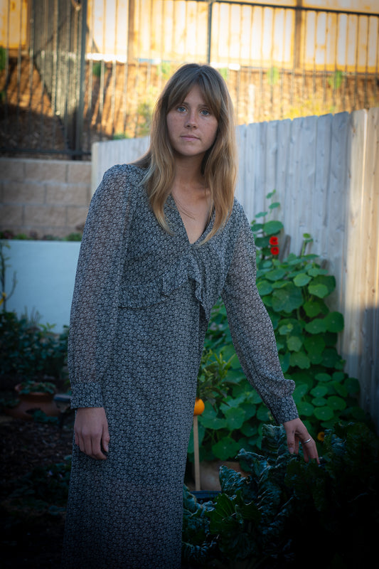 Grey Floral Dress