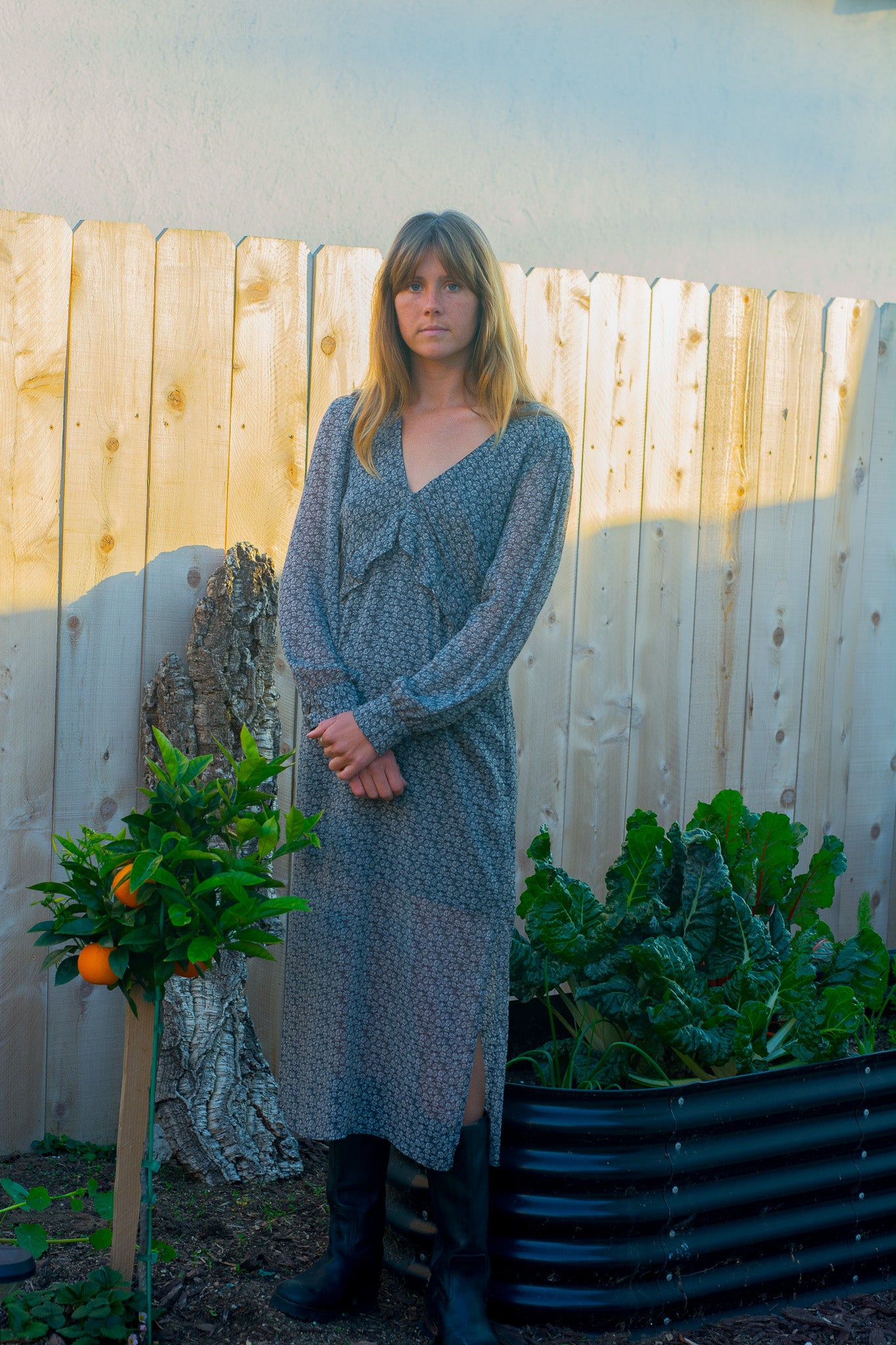 Grey Floral Dress