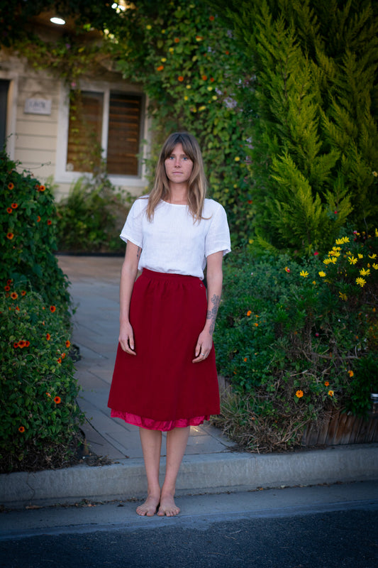 Vintage Red Wool Skirt