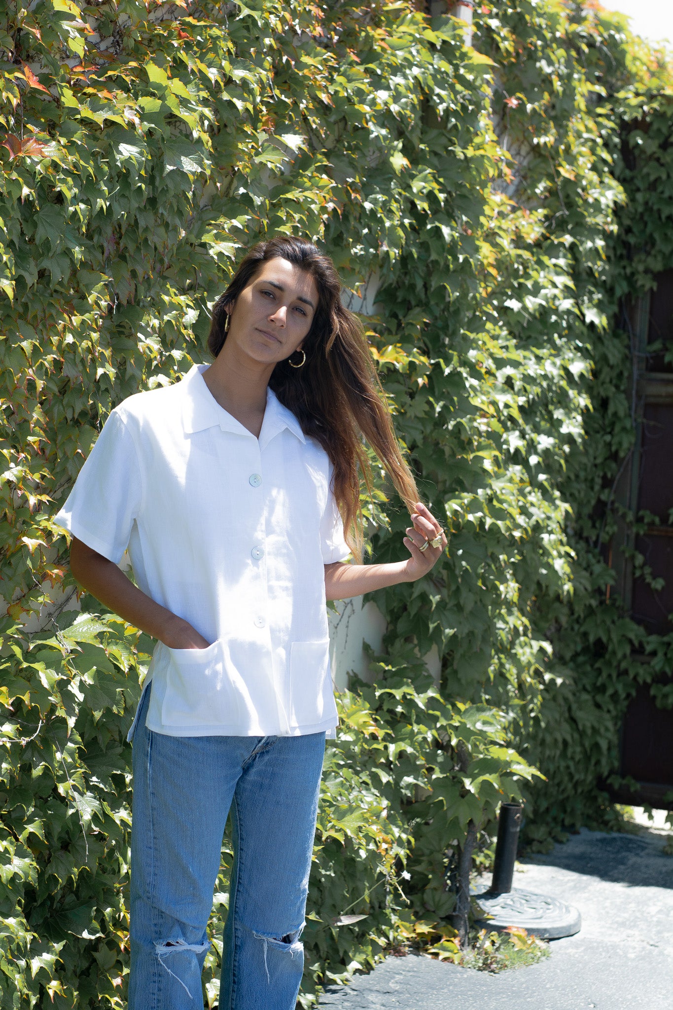 White Linen Button Down