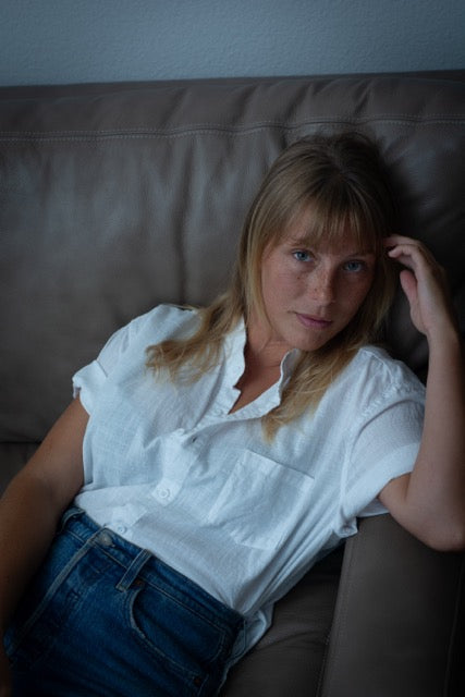 White Linen Button Down Top