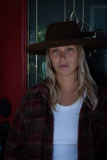 Brown Wool Augustine Wide Brim Hat