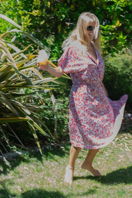 Vintage Red Floral Dress