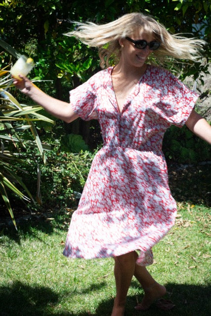 Vintage Red Floral Dress