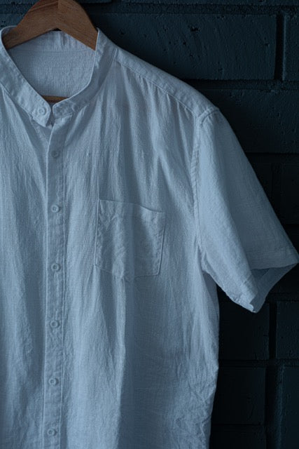White Linen Button Down Top
