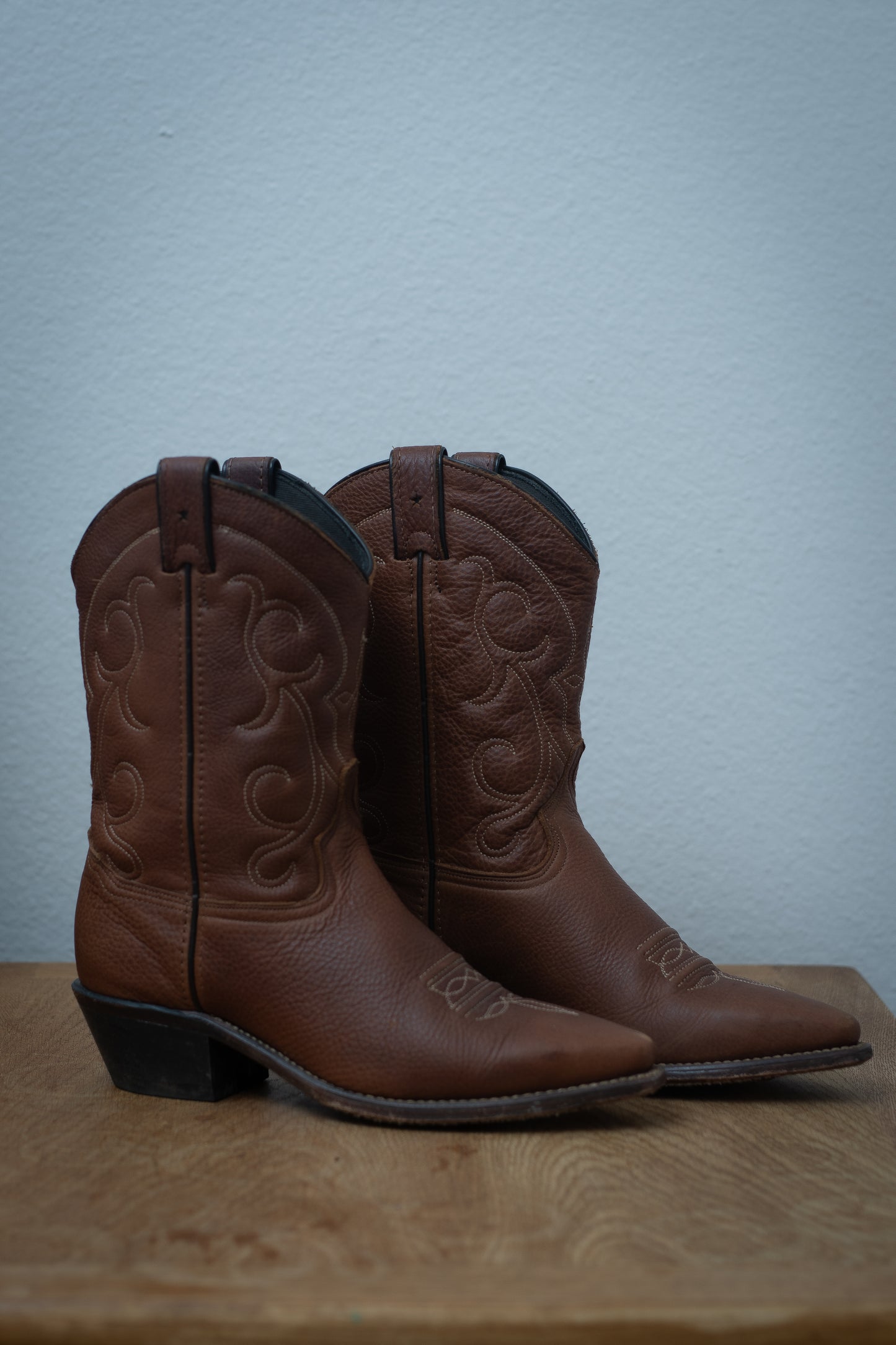 Brown Genuine Leather Cowboy Boots